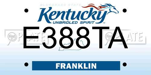 E388TA Kentucky License Plate