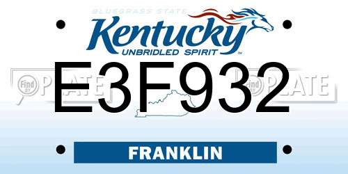 E3F932 Kentucky License Plate