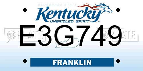 E3G749 Kentucky License Plate