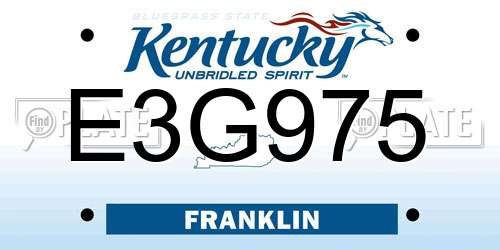 E3G975 Kentucky License Plate