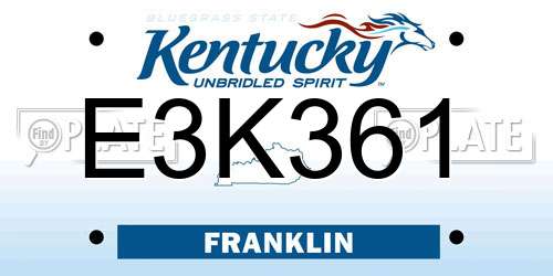 E3K361 Kentucky License Plate