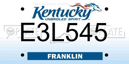 E3L545 Kentucky License Plate