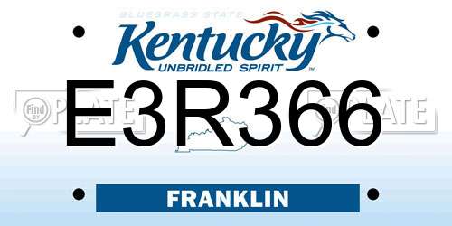 E3R366 Kentucky License Plate