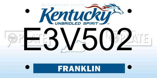 E3V502 Kentucky License Plate