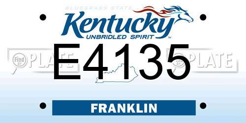 E4135 Kentucky License Plate