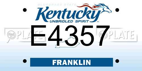 E4357 Kentucky License Plate