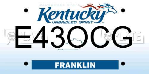 E43OCG Kentucky License Plate