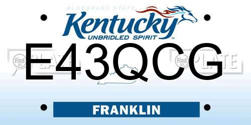 E43QCG Kentucky License Plate