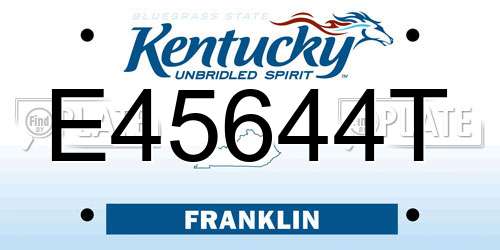 E45644T Kentucky License Plate