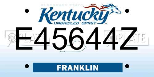 E45644Z Kentucky License Plate