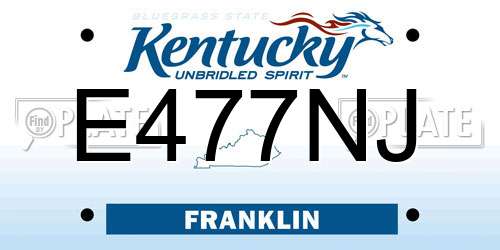 E477NJ Kentucky License Plate