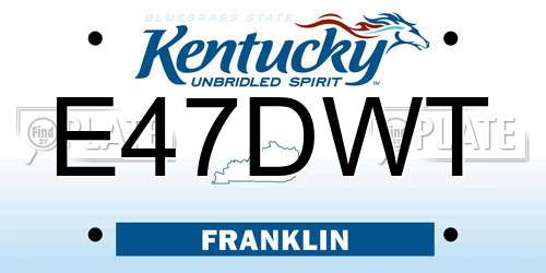 E47DWT Kentucky License Plate