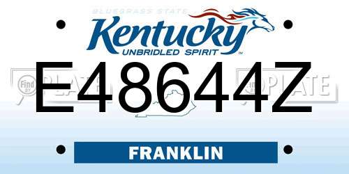 E48644Z Kentucky License Plate