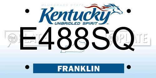 E488SQ Kentucky License Plate