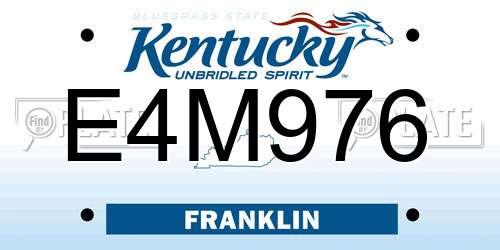 E4M976 Kentucky License Plate