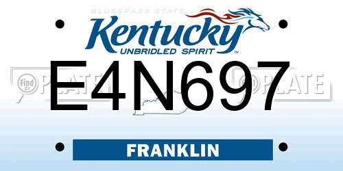 E4N697 Kentucky License Plate