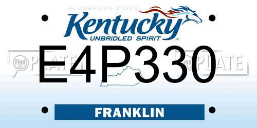 E4P330 Kentucky License Plate