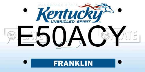 E50ACY Kentucky License Plate
