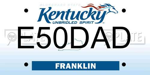 E50DAD Kentucky License Plate