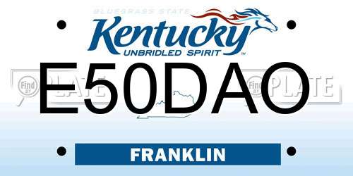 E50DAO Kentucky License Plate