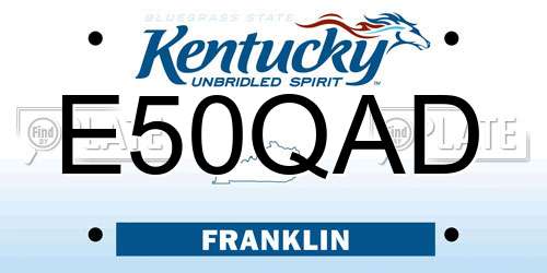 E50QAD Kentucky License Plate