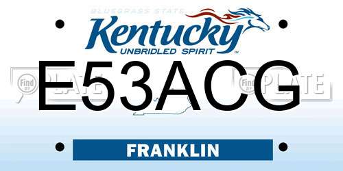 E53ACG Kentucky License Plate