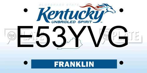 E53YVG Kentucky License Plate
