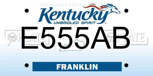 E555AB Kentucky License Plate