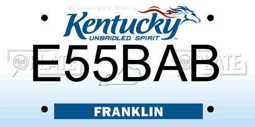 E55BAB Kentucky License Plate