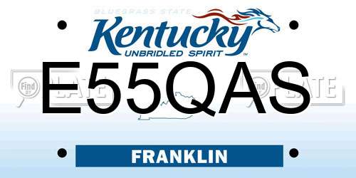 E55QAS Kentucky License Plate