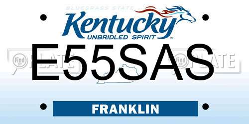 E55SAS Kentucky License Plate
