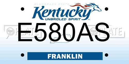 E580AS Kentucky License Plate