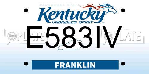 E583IV Kentucky License Plate