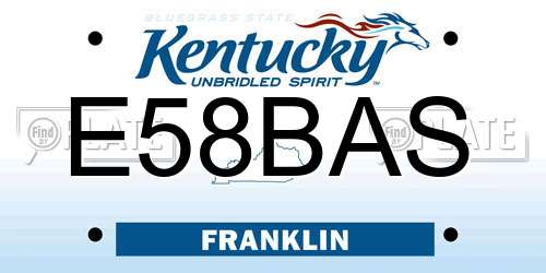 E58BAS Kentucky License Plate