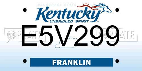 E5V299 Kentucky License Plate