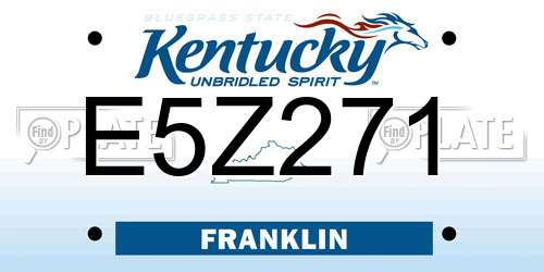 E5Z271 Kentucky License Plate