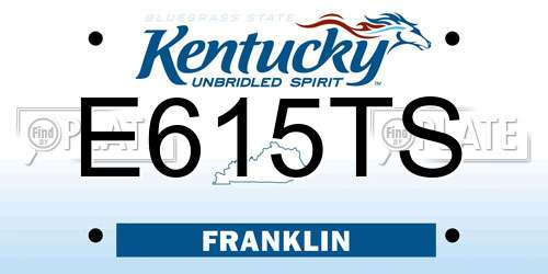 E615TS Kentucky License Plate