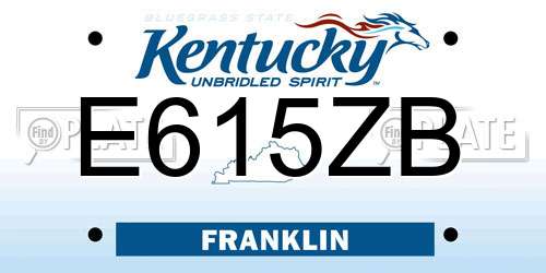 E615ZB Kentucky License Plate