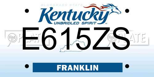 E615ZS Kentucky License Plate