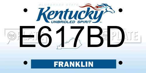 E617BD Kentucky License Plate