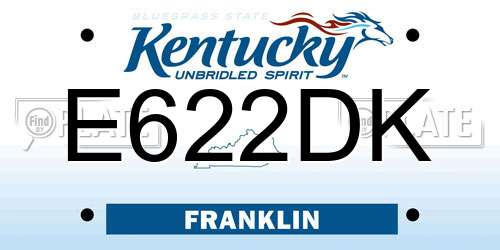 E622DK Kentucky License Plate