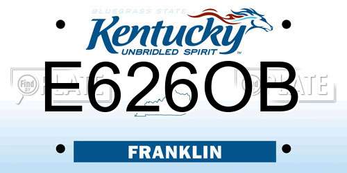 E626OB Kentucky License Plate