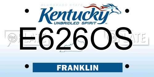 E626OS Kentucky License Plate