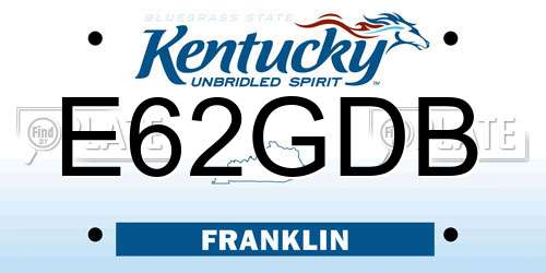 E62GDB Kentucky License Plate