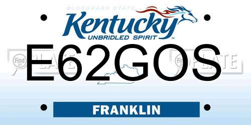 E62GOS Kentucky License Plate