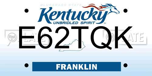 E62TQK Kentucky License Plate