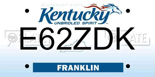 E62ZDK Kentucky License Plate