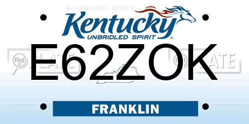 E62ZOK Kentucky License Plate