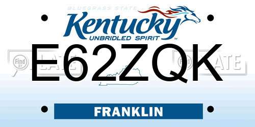 E62ZQK Kentucky License Plate