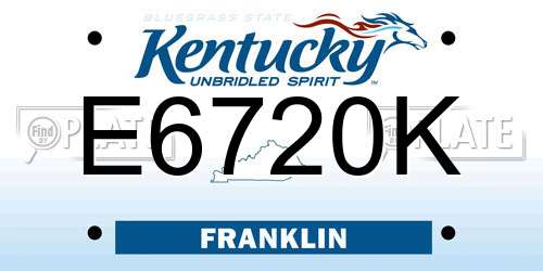 E6720K Kentucky License Plate
